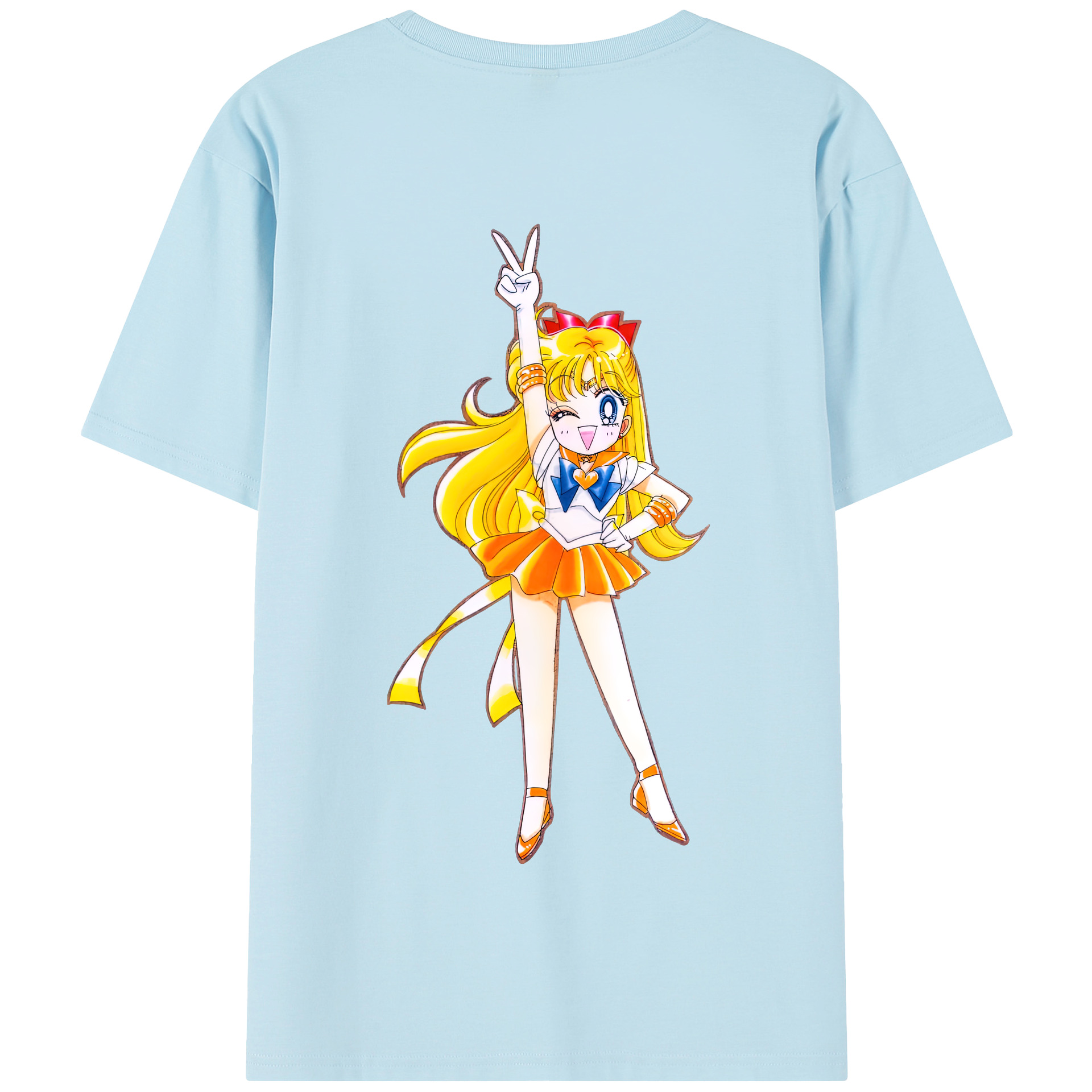 （画像用） 美少女戦士セーラームーン 愛野 美奈子 あいの みなこ Sailor Moon Aino Minako 綿100％半袖Tシャツ（背面プリント）